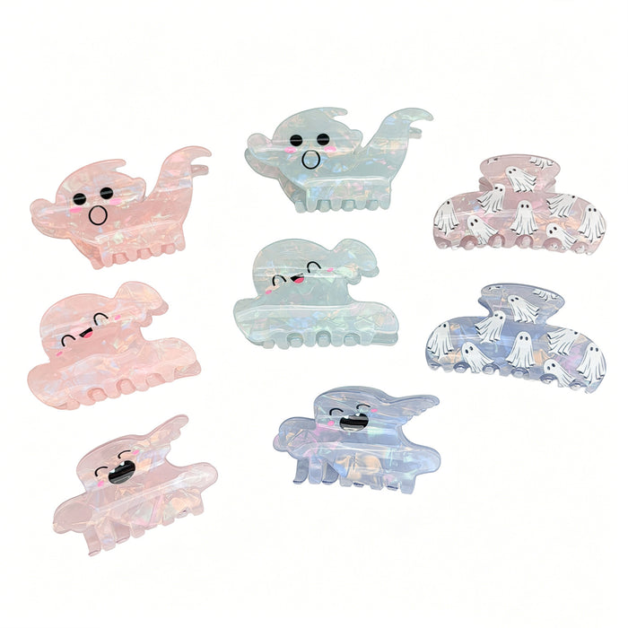 Wholesale Ghost Hair Claw Clip Iridescent Shell Pattern Cartoon Shark Clip For Women PVC Fashion Accessory Gift Resale