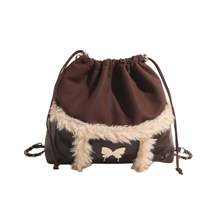 Wholesale New versatile niche shoulder bag for commuting, large capacity, temperament, plush design, and a sense of design