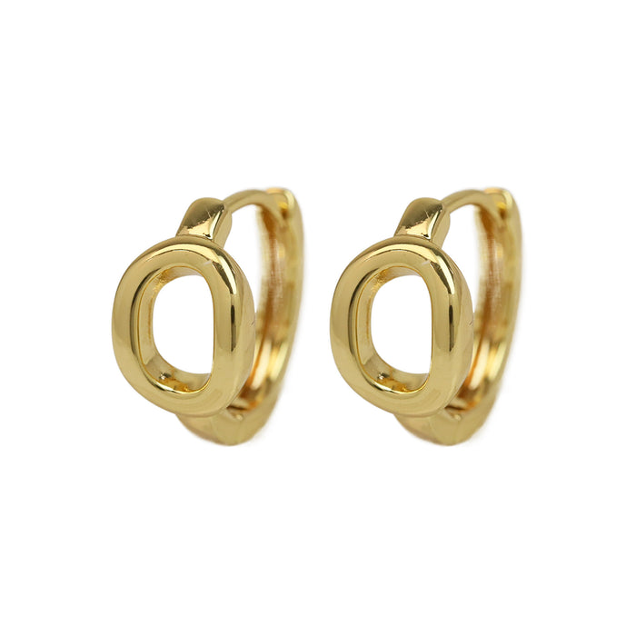 Wholesale  18k gold high-polished brass simple 26 English letters earrings