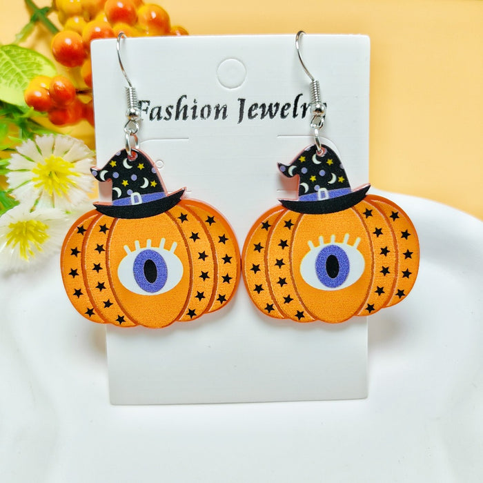 Wholesale Halloween Pumpkin Ghost Style Acrylic Earrings JDC-ES-QiYu003