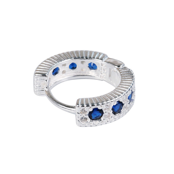 Wholesale Zircon earrings with small and personalized ear bone clasps, refreshing summer blue diamond earrings