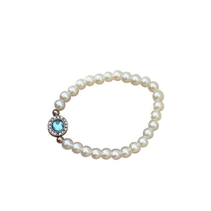 Wholesale Sea Blue Treasure Pearl Necklace Light Luxury Niche Clavicle Chain Pearl Earrings Necklace Set