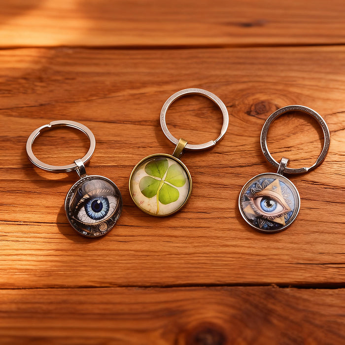 Wholesale Evil Eye Four-Leaf Clover Metal Keychain