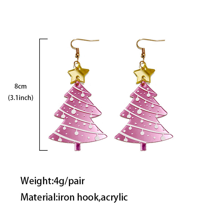 Wholesale Christmas earrings mirror acrylic ing Christmas tree earrings