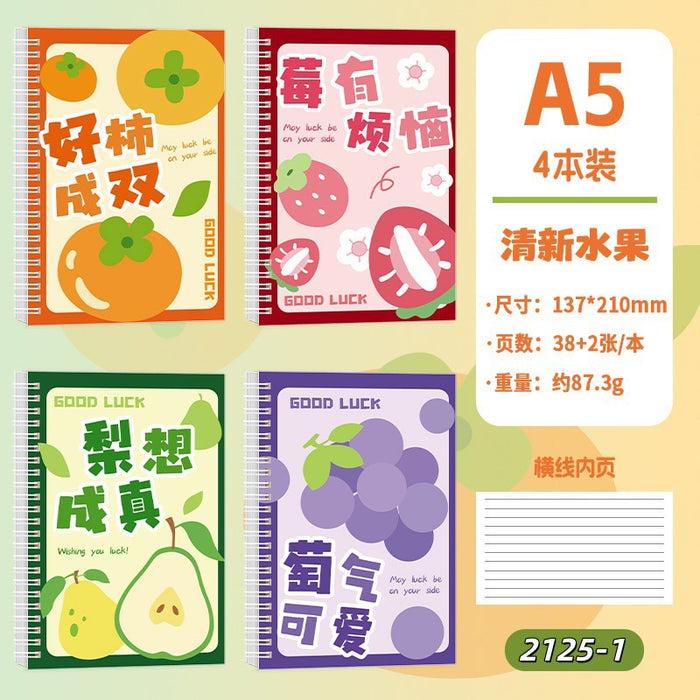 Wholesale 4pcs A5 Spiral 40-Page Student Creative Diary  Notebook