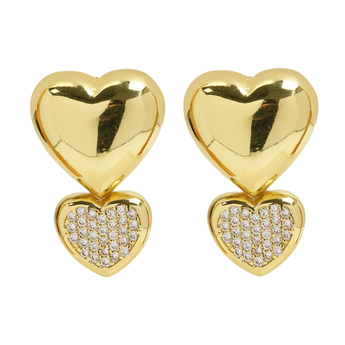 Wholesale 2PCS 18K Gold Brass Zircon Polished Love Earrings JDC-ES-BaiYi007