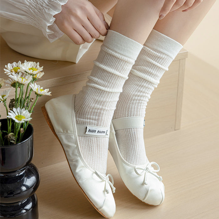Wholesale Thin pile socks with hollow out versatile center tube