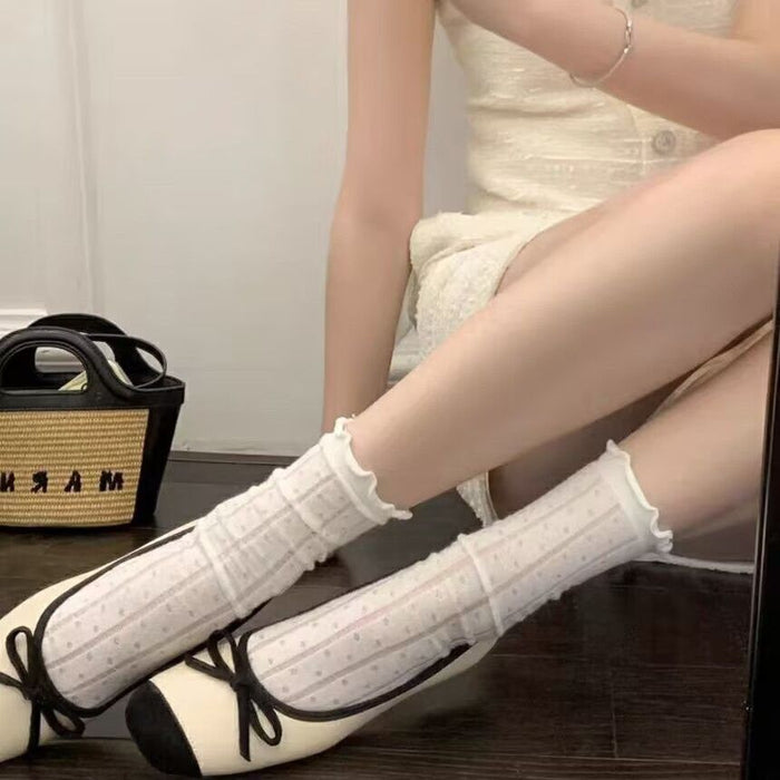 Wholesale Pile socks, mid tube socks, polka dot lace stockings