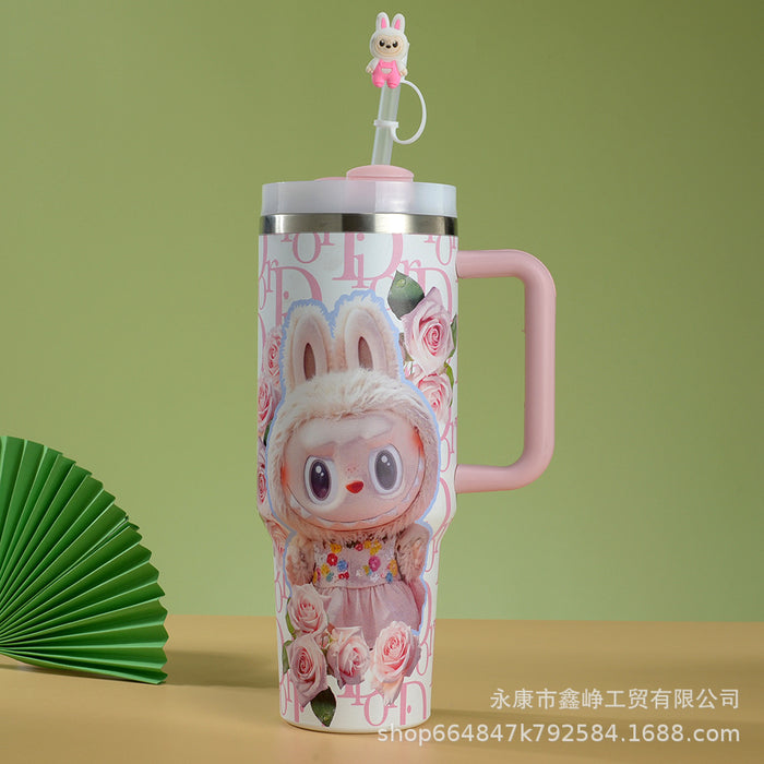 Wholesale 40oz Stainless Steel Thermal Insulation Cup Cartoon Car Cup with Handle and Straw