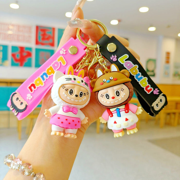 Wholesale New cross-dressing  cartoon keychain cute couple schoolbag pendant car keychain claw machine small gift