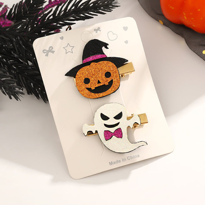 Wholesale Halloween Hair Accessories Pumpkin Ghost Hairpin Party Hairpin Children' s Side Bangs Hair Accessories for Women