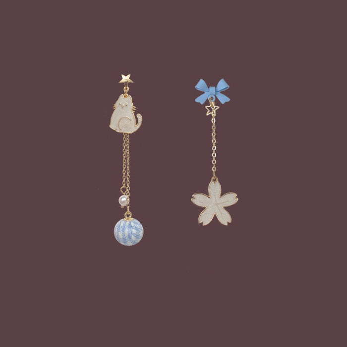 Wholesale  cute cat earrings ear pin female  pearl earrings ear clip without pierced ears