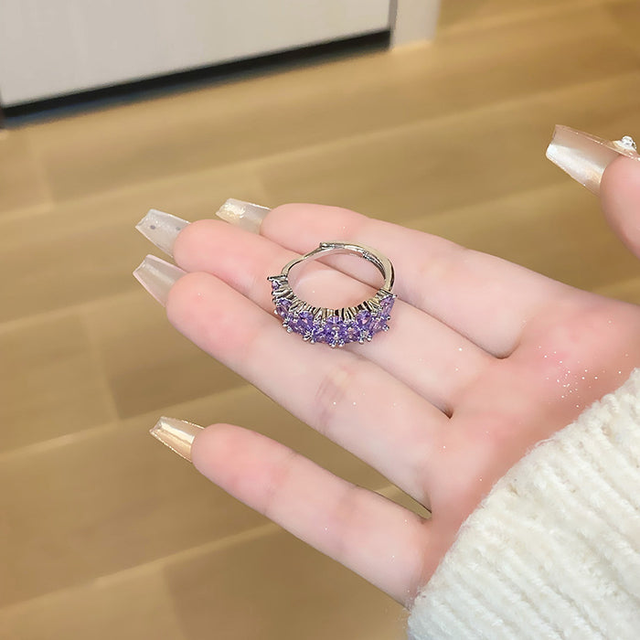 Wholesale Light luxury purple diamond zircon series temperament versatile open ring with niche design sense