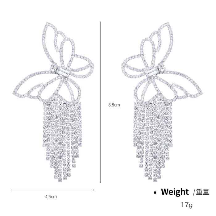 Pendientes al por mayor aleación Diamante mariposa Tassel Moq≥2 JDC-ES-KenJ013