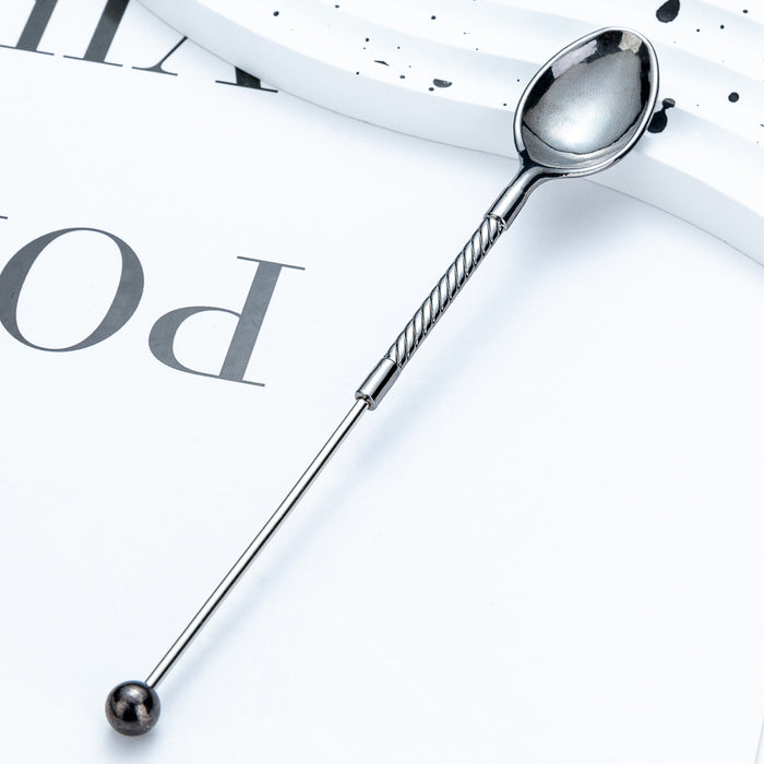 Wholesale New DIY beaded spoon Western restaurant hotel high-end tableware dessert spoon European coffee spoon household long handle spoon