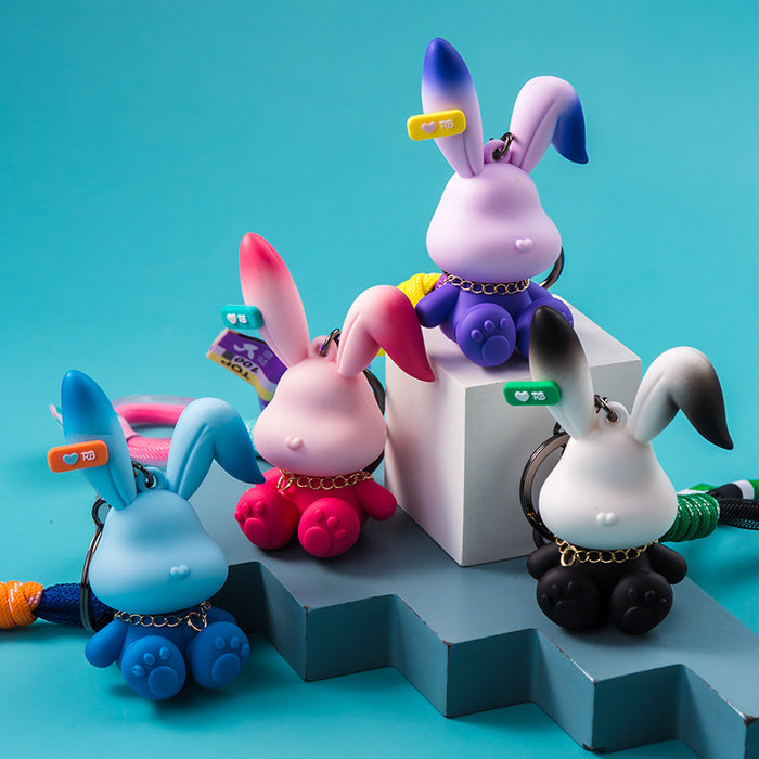 Wholesale Creative rabbit cartoon car keychain, backpack decoration, couple keychain