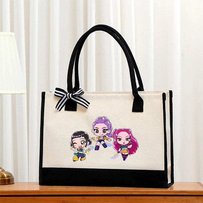 Wholesale Cartoon Print  Canvas Bag  Convenient Handheld Tote Bag