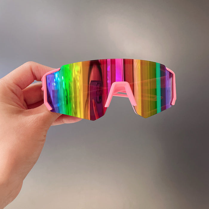 Wholesale Children's sports sunglasses, large frame skiing goggles, riding windproof glasses, boys' UV resistant cool sunglasses