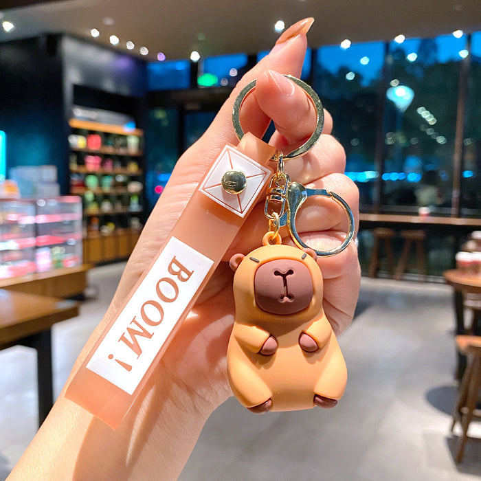 Wholesale Stylish Cartoon Capybara Keychain Car Key Accessory PVC Resale Gift MOQ≥2
