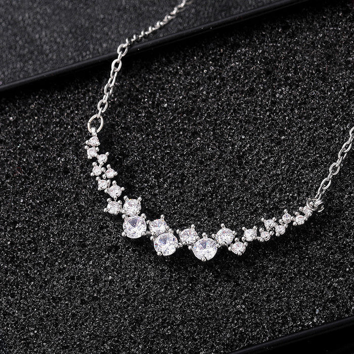 Wholesale gorgeous zircon full diamond pendant smile style women's necklace
