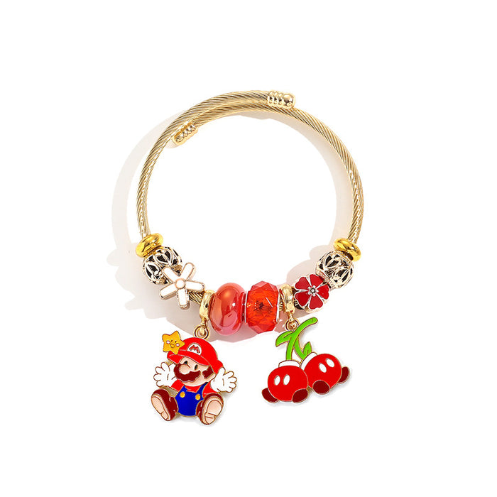 Wholesale Western Anime Cartoon Beaded Bracelet Stainless Steel Open Adjustable for Boutique Resale