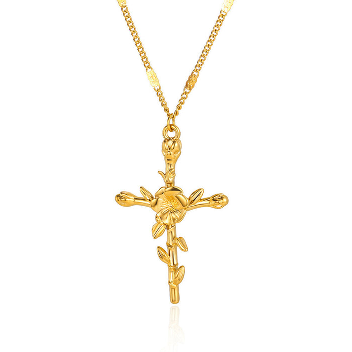 Wholesale Micro inlaid zircon cross pendant necklace collarbone chain jewelry