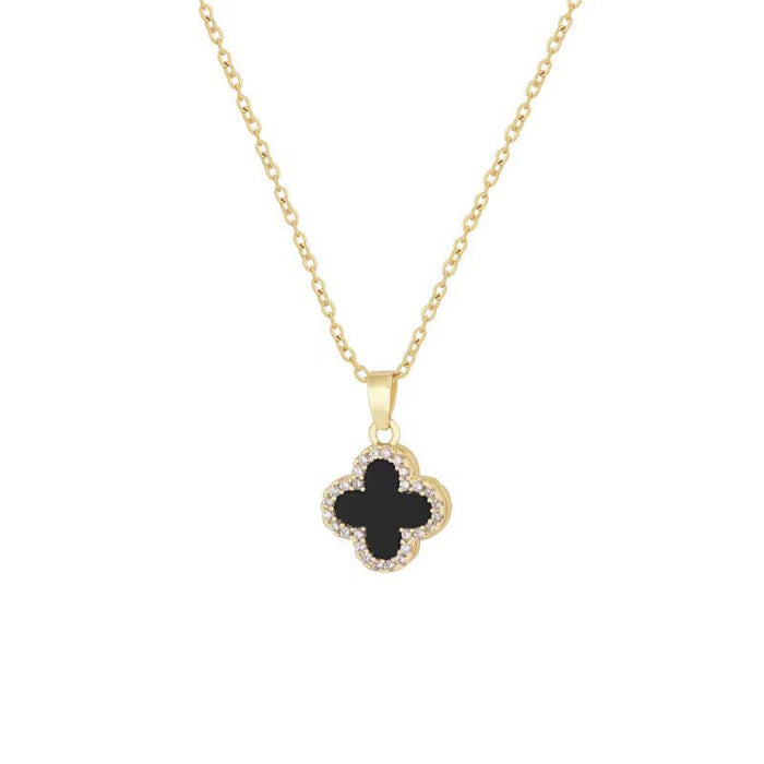 Wholesale Double sided clover necklace with a luxurious and niche style, simple and fashionable, versatile necklace, collarbone chain