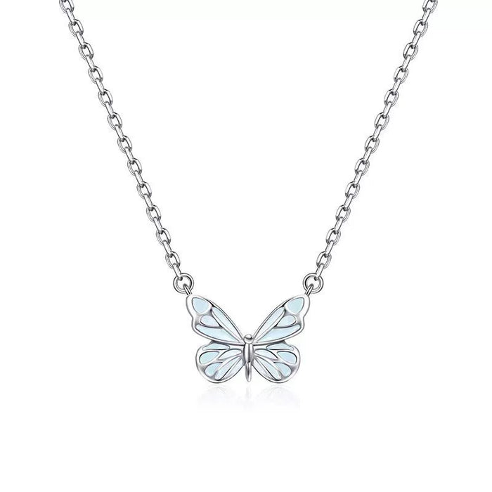 Wholesale Butterfly Light Necklace Women's Blue Luminous Clavicle Chain