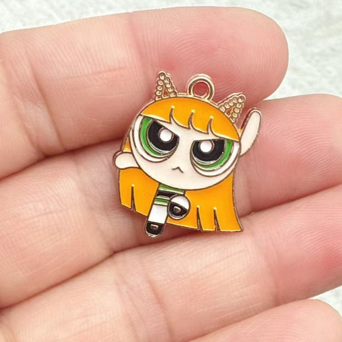 Wholesale 10pcs DIY Cartoon Cute Girl Alloy Resin Jewelry Pendant Necklace Earrings