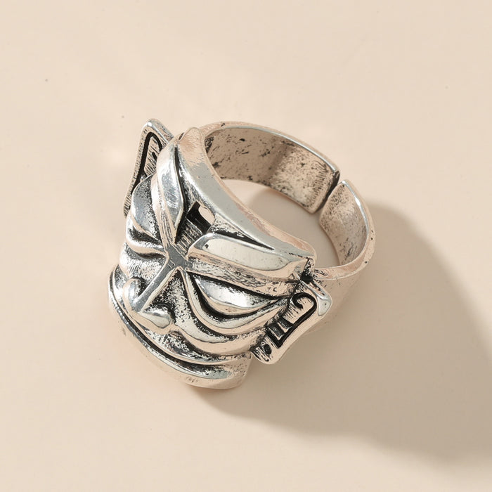 Wholesale Opening Adjustable Face Mask Ring Punk Alloy Ring for Men and Women