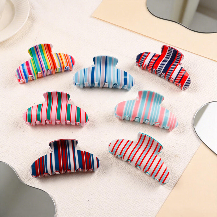 Wholesale Striped Shark Clip PVC Hair Claw Fashion Accessory For Everyday Styling And Boutique Resale