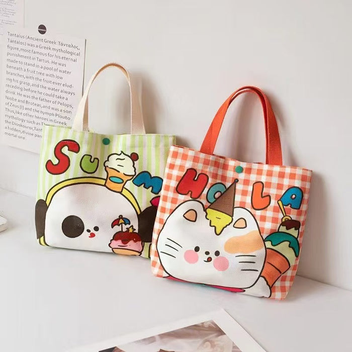 Wholesale Canvas bag, tote bag, cute bento bag, student cartoon, large capacity, new style for class