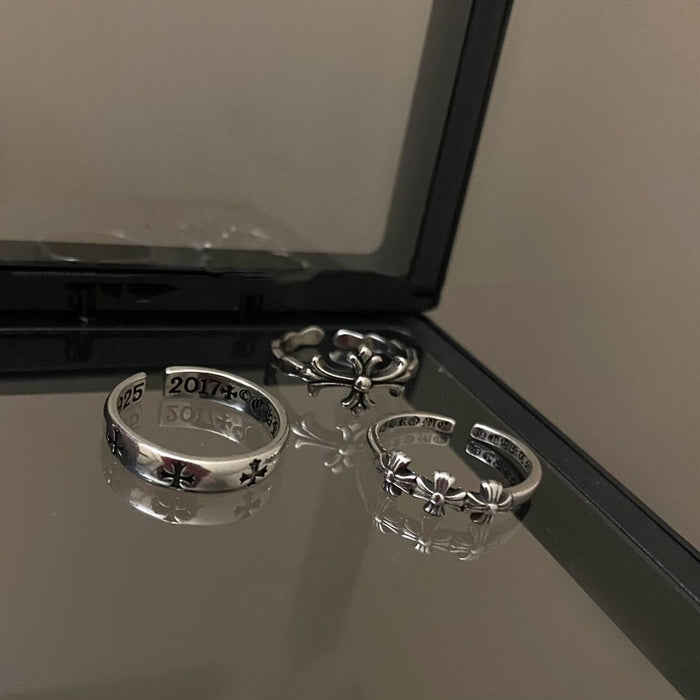 Wholesale Antique cross opening ring with niche design, simple, fashionable and personalized ring