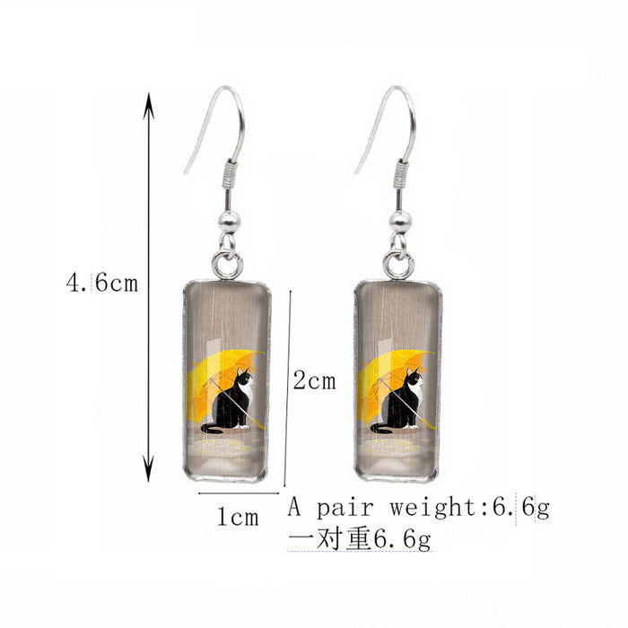 Wholesale Cartoon Square Time Gem Earrings (F) JDC-ES-XiangL062