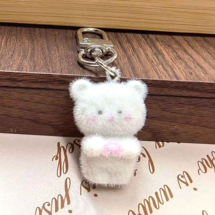 Wholesale Plush 3D Rabbit Penguin Bear Goat Animal Ornament Pendant DIY Cute Plush Earrings Keychain Accessories