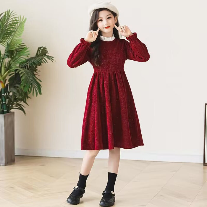 Wholesale Children's Red Long Sleeve Dress JDC-BC-JunYa003