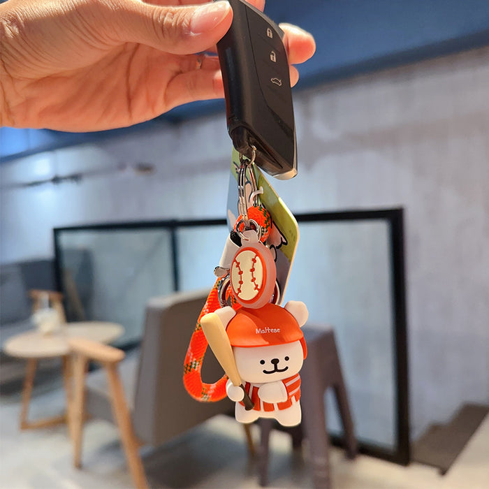 Wholesale  Sports Badminton Baseball Puppy Keychain Female Cute Couple School Bag Small Hanging Ornaments