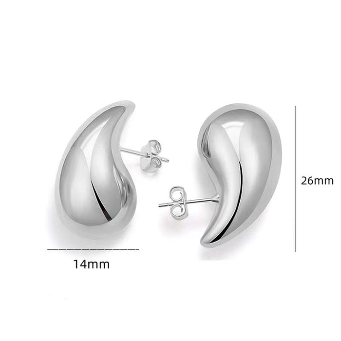 Wholesale Stainless steel hollow water droplet earrings with high-end feel and gold-plated surface for simplicity