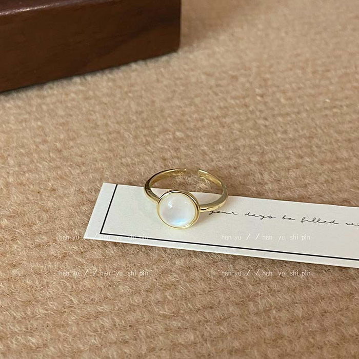 Wholesale Pearl flower open ring female exquisite diamond-embedded geometric ring