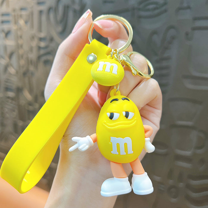 Wholesale  Bean Key Chain Doll Key Ring Cartoon Chocolate Soft Glue Doll Cute Couple Bag Key Chain