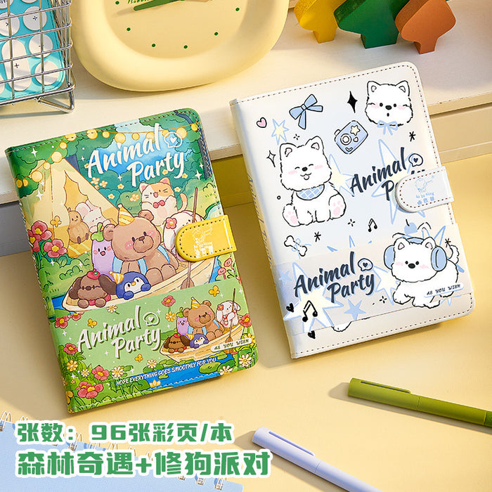 Wholesale Cute Cartoon Bear Imitation Leather Notebook with Magnetic Buckle 96 Full-Color Page
