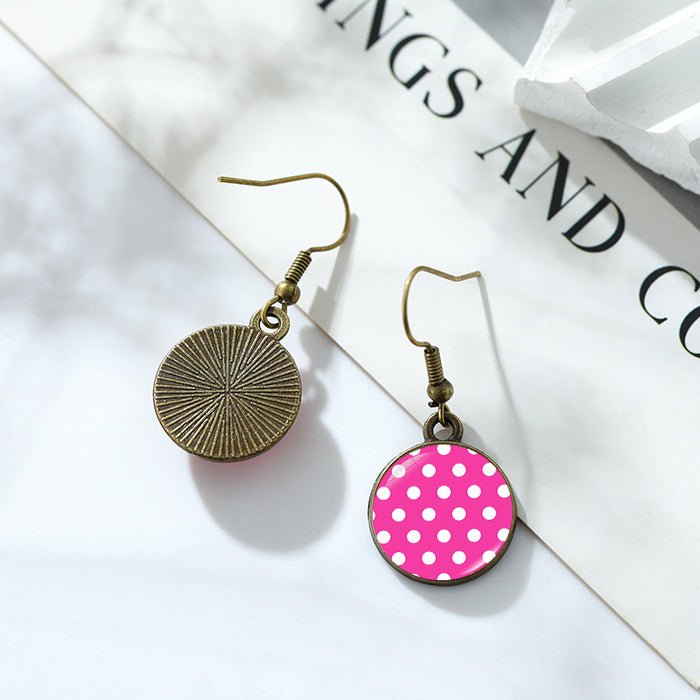Wholesale Round Polka Dot Pattern Earrings for Men and Women Creative Earrings
