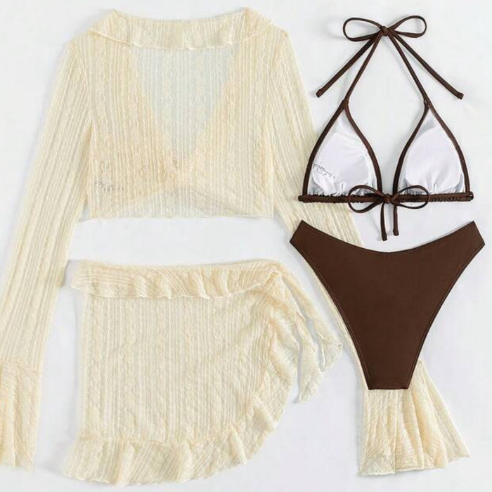 Wholesale Bikini long sleeved sexy four piece set