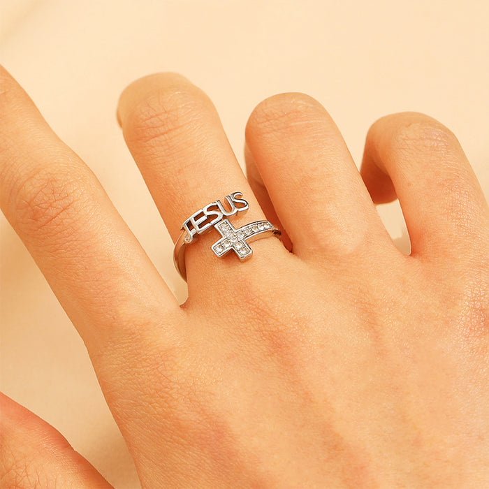 Wholesale Jewelry with high-end feel, cross shaped opening ring, niche design ring