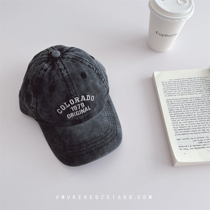 Wholesale Small niche vintage children's baseball cap, versatile and washed denim hat, sun shading duckbill cap