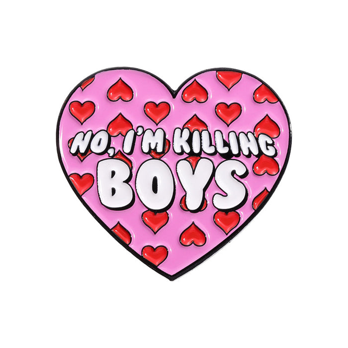 Wholesale Creative Pink Heart Shape Alloy Brooch