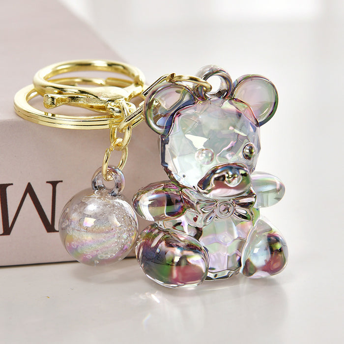 Wholesale Candy Transparent Colorful Little Bear Keychain