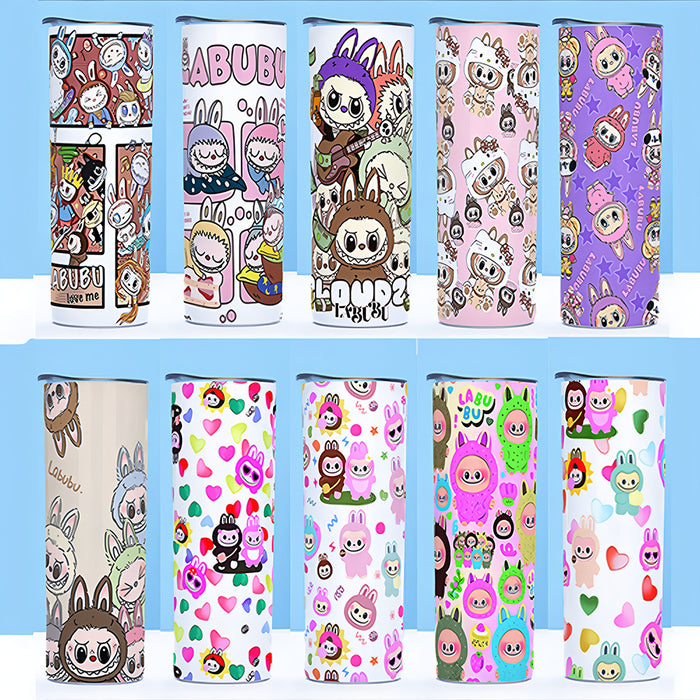 Wholesale Straight cup printed stainless steel thermos cup double-layer straight straw cup