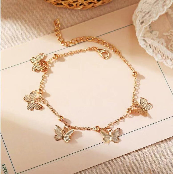 Wholesale Butterfly pendant bracelet, simple temperament, beach ankle chain, foot accessories, hollowed out butterfly bracelet