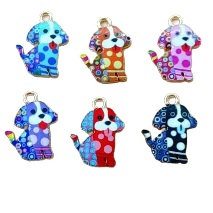 Wholesale 10pcs Cute Puppy Alloy Oil Drip Printed Jewelry Cartoon Accessories DIY Bracelet Earrings Keychain Bag Charms Pendant